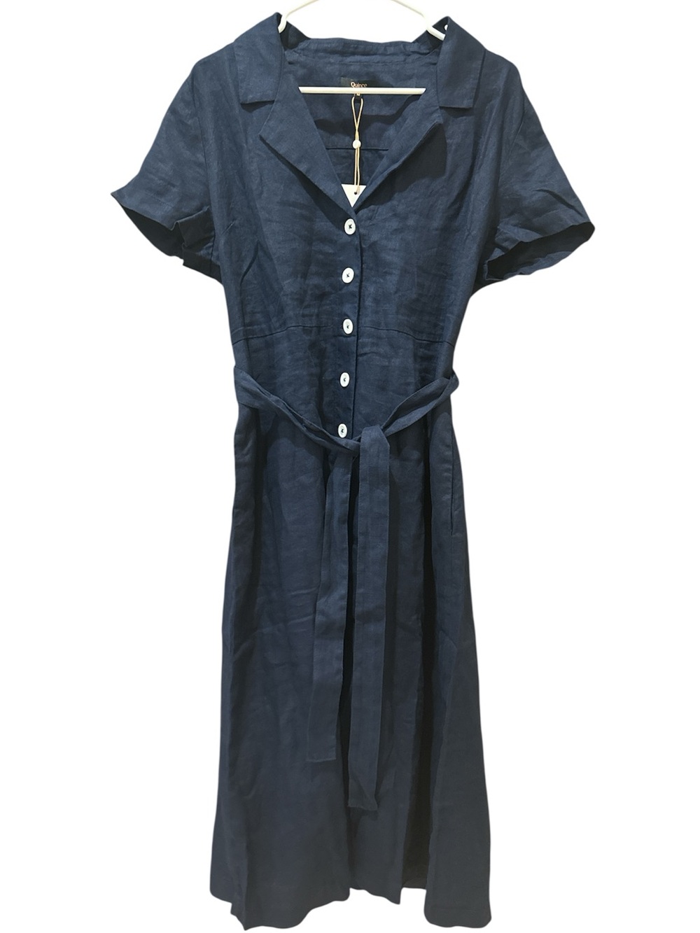 Quince 100% European Linen Button Front Dress in Deep Navy Size: M - Picture 4 of 8